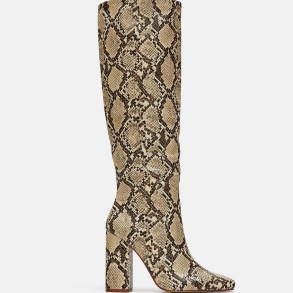 Snakeskin Print Zara Knee High boots